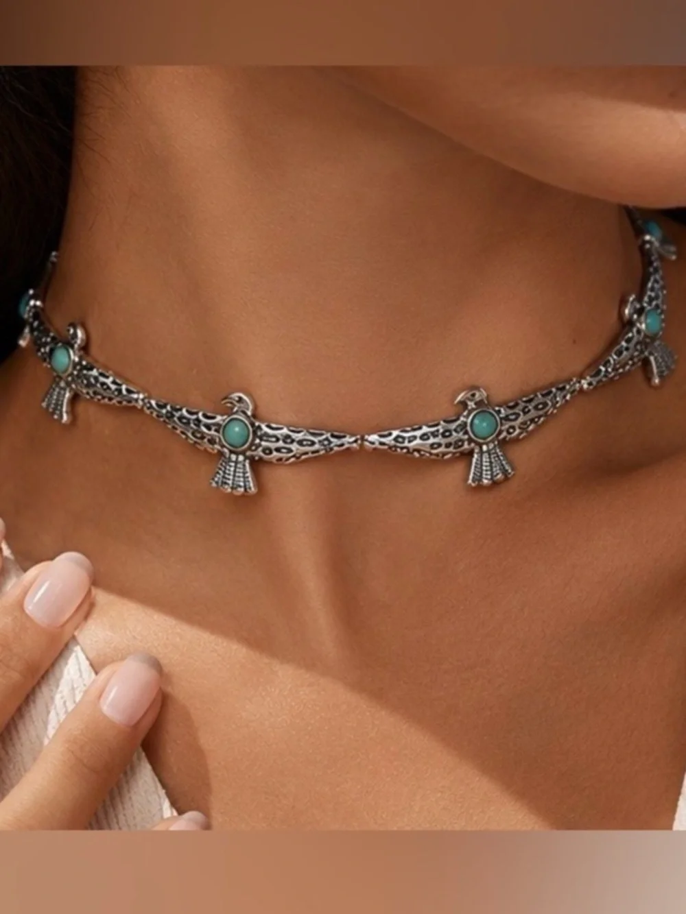 Silver Thunderbird Choker Necklace